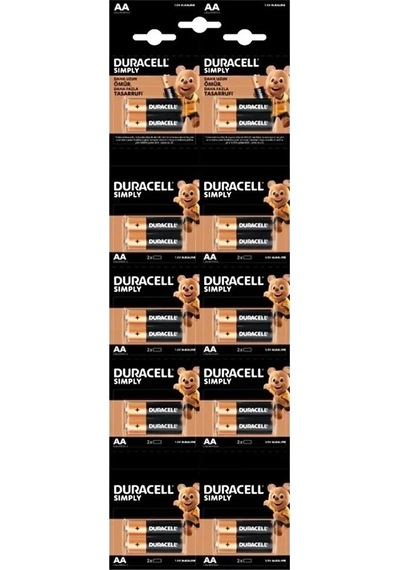 Duracell 20'li Kartela Aa 1.5 Volt Kalem Pil -uzun Ömürlü Lr6/mn1500 Alkalin Pil