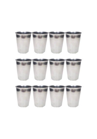 12 Adet Paslanmaz Çelik Krom Bardak 9 X 7,5 X 5,5cm Karışık