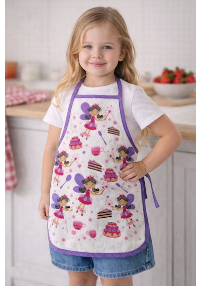 3-5 Yaş Çocuk Mutfak Önlüğü 35x50 Cm Su Geçirmez, Leke Tutmaz, Pamuk Polyester Karışımlı Mor