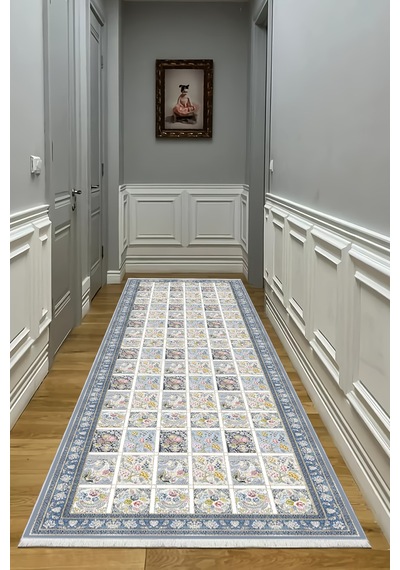 Dijital Baskı Pamuk Dokuma Taban Desenli Yolluk Koridor Halısı Çok Renkli 831655003 Çok Renkli