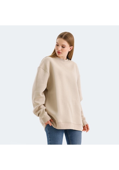 Slazenger VADIM Oversize Kadın Oversıze Bej Sweatshirt