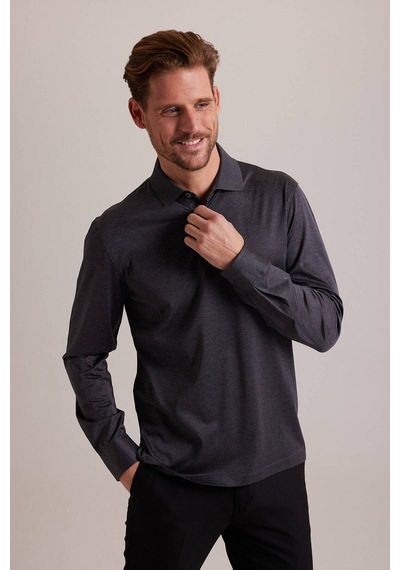 Ysf Erkek Gri Polo Yaka Sweatshirt