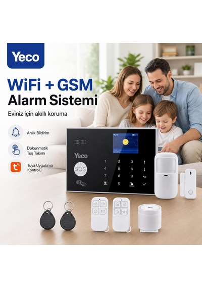 Sas-10 Akıllı Alarm Sistemi Wifi, Tuya Uyumlu, Mobil Kontrollü