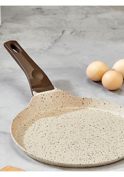 Granit Döküm Krep Ve Gözleme Tavası 22 Cm Krem Gümüş- Siyah