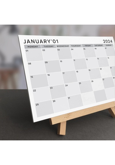 Grinin Tonları 2027 Masa Takvimi, Ahşap Şövale Masa Takvimi, Aylık Planlamalı Takvim, 2027 Takvim, Y