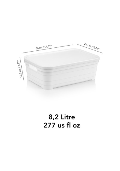 4 Adet Kapaklı Dekoratif Piramit Saklama Kutusu - Dolap Düzenleyici Organizer Kutu 8,2 Litre Beyaz Beyaz
