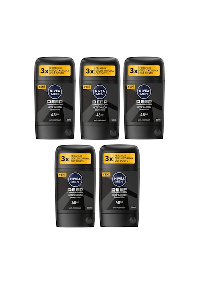 Stick Nivea Men Deodorant Deep Dımensıon Aktif Karbon Odunsu Koku 50 Ml X 5 Adet