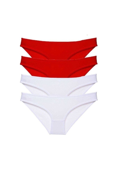 4 Adet Süper Eko Set Likralı Kadın Slip Külot Kırmızı Beyaz Standart