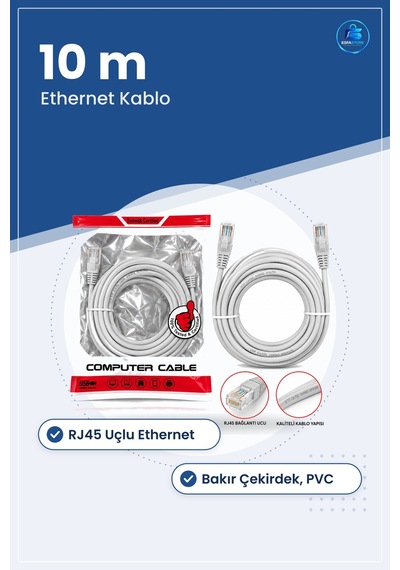 Cat5e Network Kablosu 10 M Ethernet Data Cable Rj45 Utp 24awg Ofi