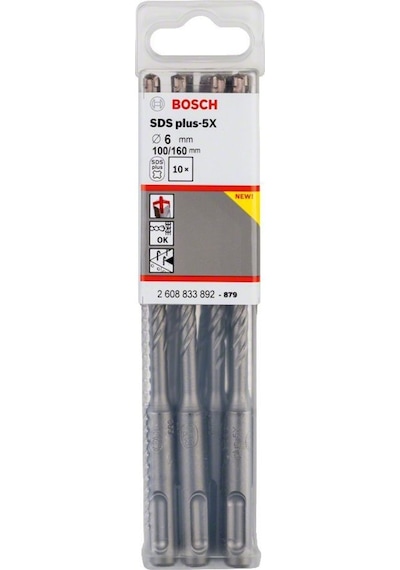 Bosch SDS-Plus 5X Kırıcı Delici Matkap Ucu 6x160 mm 10'lu Paket - 2608833892