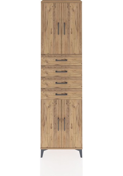 Arges Dolap 3 Raflı 4 Çekmeceli 4 Kapaklı 60x30x221 Çam-çam Çam