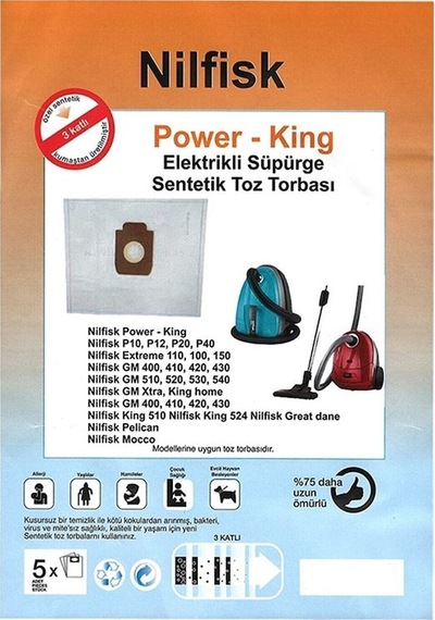 X-Bag Nilfisk Power Serisi Süpürge Toz Torbası 20 Adet Standart