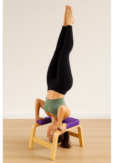 Fonksiyonel Yoga Ve Pilates Sehpası Ahşap Headstand Ters Duruş Sehpası Mor