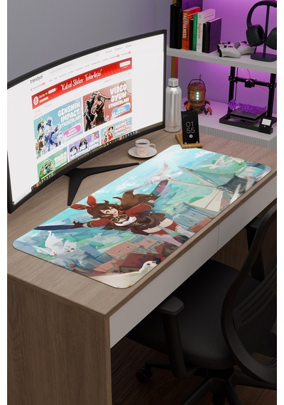 Amber Genshin Impact Anime Gacha V4 - 90x40 Xxl Gaming Mouse Pad Fare Altlığı