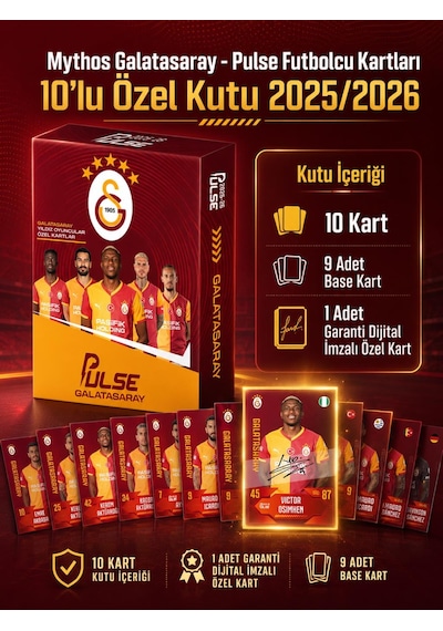 Mythos Pulse Galatasaray Futbolcu Kartları 10'lu Özel Kutu 2025/2026 Resmi Lisanslı