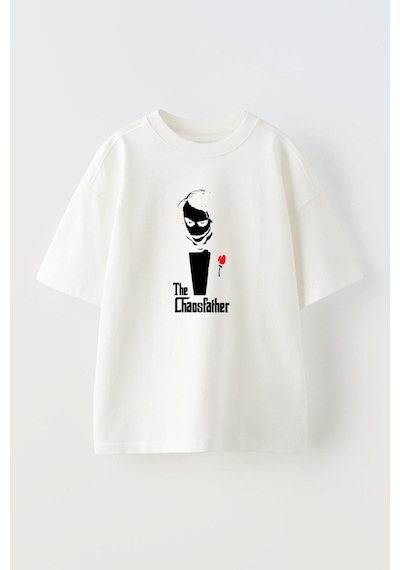 Thewert Unisex The Choasfather Joker Tasarım Baskılı Pamuk Beyaz Oversize T-shirt