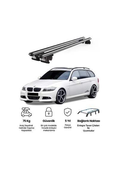 Venüs Bmw 3 Series Touring E91 2008-2012 Uyumlu Gri Ara Atkı Port Bagaj Tavan Barı