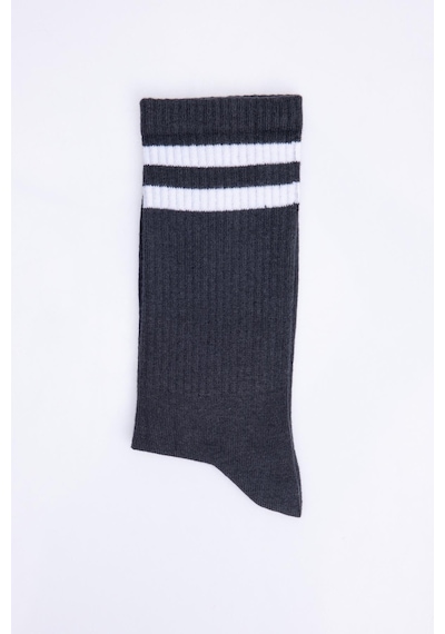 Tudors Unisex Çizgili Kolej Füme Tenis Çorabı-28755 - Erkek Füme