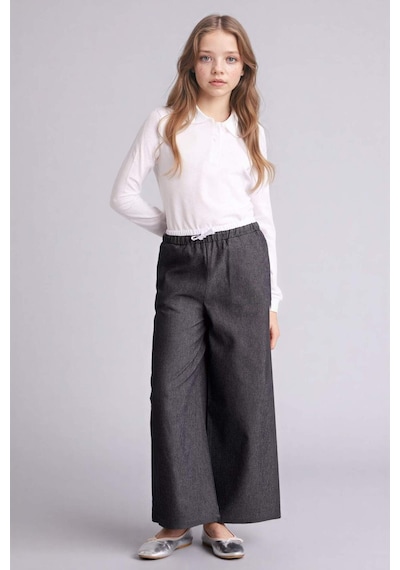 Defacto Wıde Leg Jean Görünümlü Pantolon Kız Çocuk G6814a826smbk27 Siyah-bk27