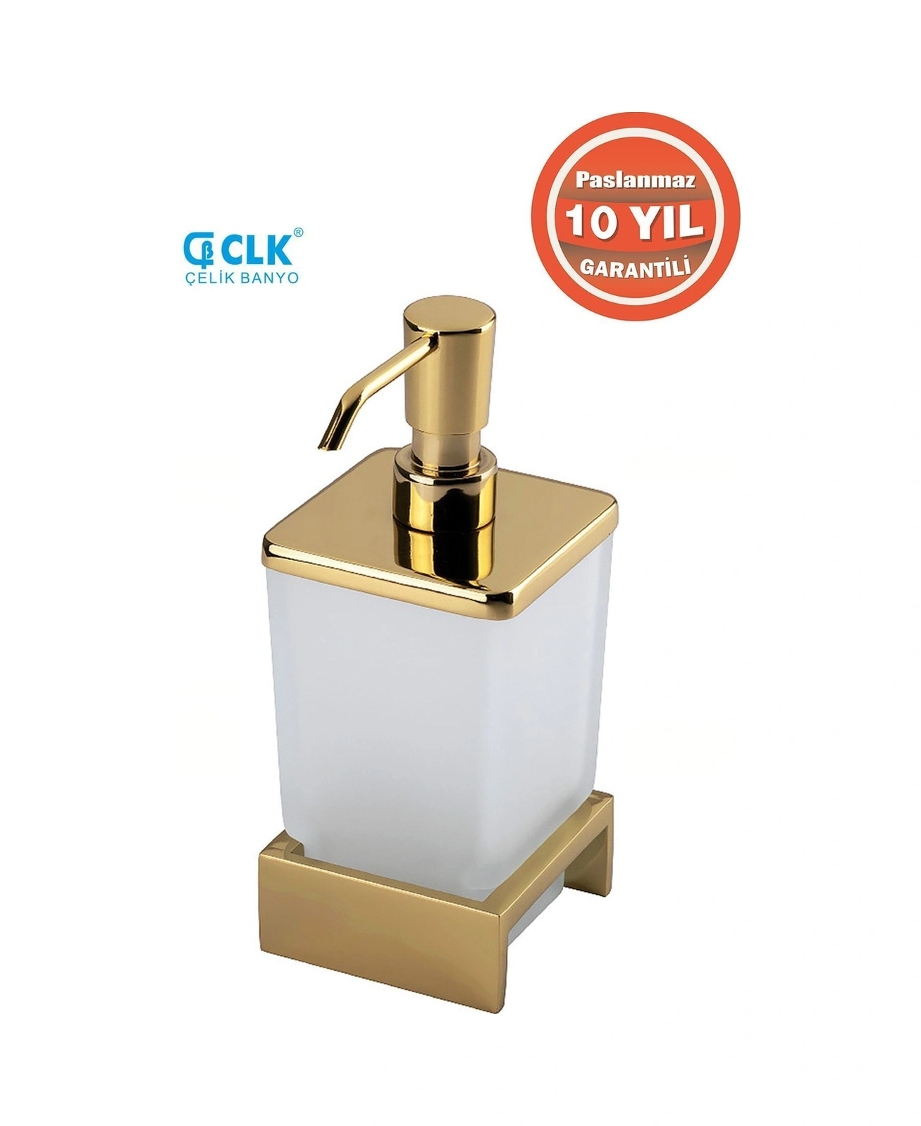 Çelik Banyo Paslanmaz Pirinç Kumru Set Üstü Camlı Sıvı Sabunluk Altın Gold