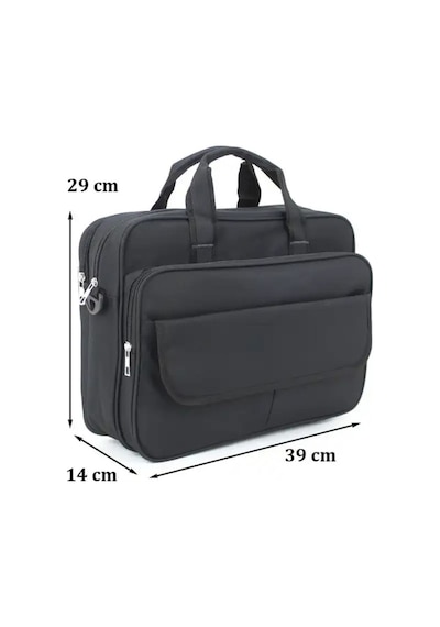 Case Club 104 Basic Siyah Evrak Laptop Çantası 15,6 Inç Omuz Askılı Su Geçirmez Kumaş Siyah