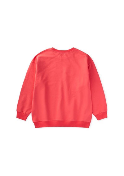 Cigit Baskılı Kız Çocuk Kışlık Sweatshirt 8-12 Yaş Mercan