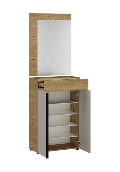 Porto 2 Askılı Aynalı Vestiyer Panosu - Florida Meşe 72x97x3 Cm
