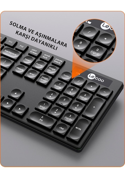 Lecoo Km2001 Klavye & Mouse Kablosuz Set Siyah Optik