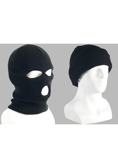 Axe Sportswear Unisex Siyah Kışlık 3 Gözlü Bere Olabilen Kar Maskesi Balaclava