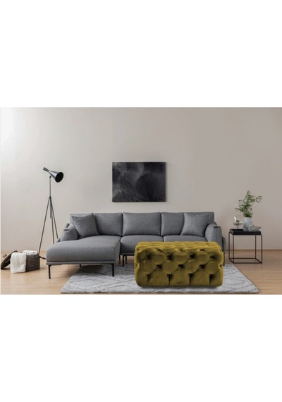 Gazzini Kare Chester Model Kapitoneli Orta Puf- Modern Puf Oksit Sarı