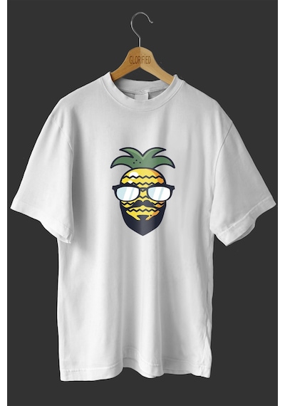 Noıssey -wed Ananas Adam Tasarım Baskılı Oversize T Shirt Beyaz