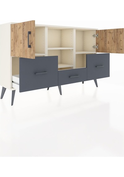 Arges Konsol 4 Raflı 3 Çekmeceli 3 Kapaklı 132x30x83 Aytaşı-çam/antrasit Çam/antrasit Arges Konsol 4 Raflı 3 Çekmeceli 3 Kapaklı 132x30x83 Aytaşı-çam/antrasit Çam/antrasit