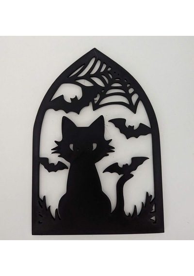 Cadılar Bayramı Halloween Kedi Duvar Dekoru 10 Cm