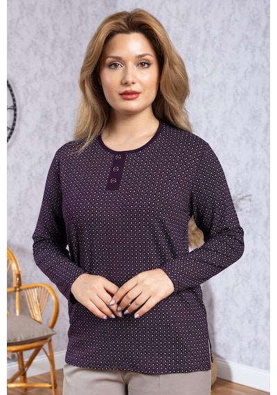 Mutlu City Kadın Yeni Model Yüksek Kalite Yuvarlak Yaka Patlı Orta Yaş Anne Penye Bluz 6575 Mürdüm Mutlu City Kadın Yeni Model Yüksek Kalite Yuvarlak Yaka Patlı Orta Yaş Anne Penye Bluz 6575 Mürdüm