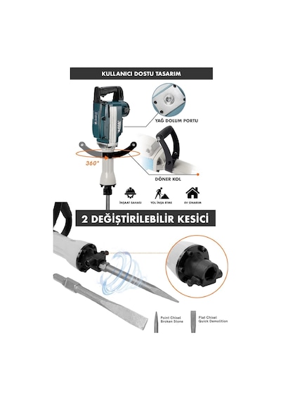 Assur ASR513 1800W 16 KG Darbeli Kırıcı Delici Hilti Mavi Assur ASR513 1800W 16 KG Darbeli Kırıcı Delici Hilti Mavi
