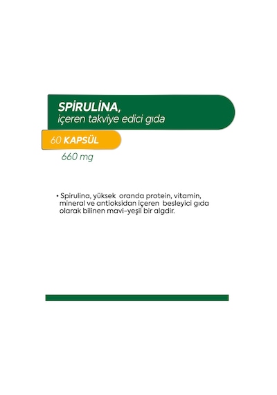 Dr. Henri Spirulina İçeren Takviye Edici Gıda 660 Mg 60 Kapsül