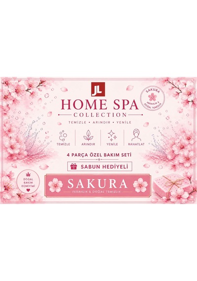 Natural Care Sakura Çiçeği Sabun Hediyeli 4 Parçalı Doğal Cilt Bakım Seti, Kabak Lifi, Pomza Taşı, Bursa Kesesi, Kurutulmuş Gül Yaprağı Sakura Çiçeği