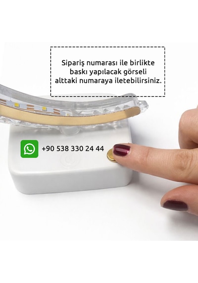 Kristal Led'li Hilal Fotoğraf Çerçevesi Dokunmatik Işıklı 2 Fotoğraflı Kişiye Özel Hediye Beyaz