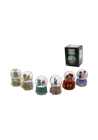 Büyük Boy - 10cm Pilli - Işıklı Müzikli Kar Küresi Cam İnsan Figürlü - Desen Mix Renkli Herhangi Bir