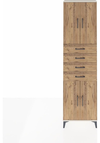 Arges Dolap 3 Raflı 4 Çekmeceli 4 Kapaklı 60x30x221 Aytaşı-çam Aytaşı