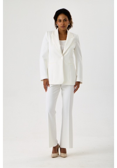 Velnara Moda Klasik Tek Düğme Ceket & İspanyol Paça Pantolon - Kadın Takım Elbise Kırık Beyaz - Velnara Tasarımı Beyaz - 918597742 Beyaz Velnara Moda Klasik Tek Düğme Ceket & İspanyol Paça Pantolon - Kadın Takım Elbise Kırık Beyaz - Velnara Tasarımı Beyaz - 918597742 Beyaz