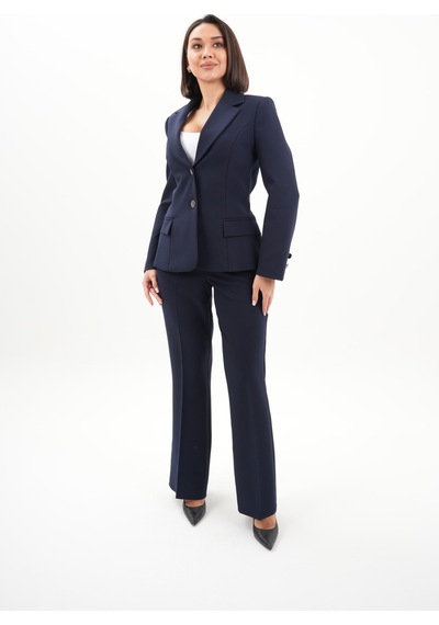 Velnara Moda Lacivert Modern Klasik Kadın Takım Elbise - Düğme Detaylı Ceket & İspanyol Paça Pantolon Lacivert - 942450642 Lacivert
