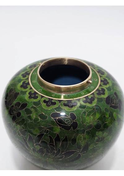 Antika Cloisonne Kapaklı Kavanoz 13cm 019