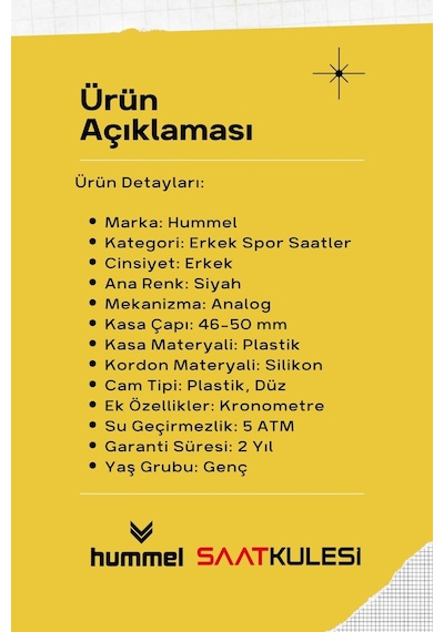 Hummel Erkek Spor Kol Saati Siyah Hm-1011md-1