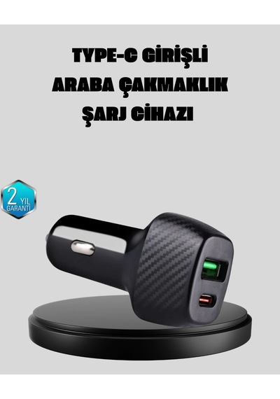 Mey İthalat Pd Destekli 38w Araç Şarj Başlığı Type-c + Usb Çift Çıkış Hızlı Şarj