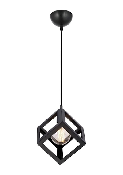 Rustik Retro Model Geometrik Sarkıt Metal Küp Avize Siyah Tek Ebat 3528-1blk Diğer