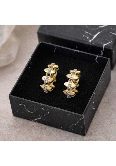 Gold Kaplama Taş Detaylı Küpe Gold