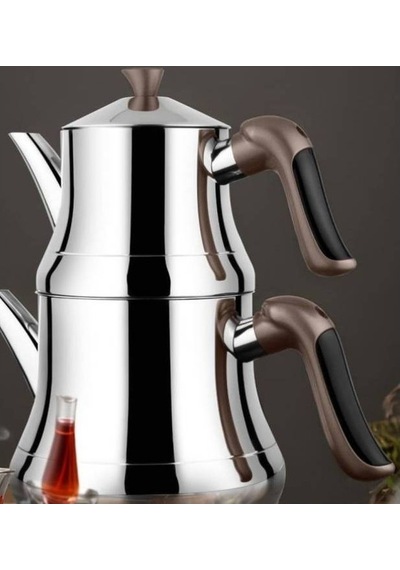 Lines Naz Aile Çaydanlık Kristal Kulp Brons Soft Inox