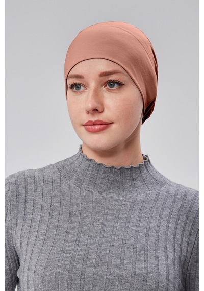 Sonbaharmoda Kadın Tesettür Hazır Pratik Geçmeli Bone Lastikli Kaymaz Gül Kurusu Gül Kurusu