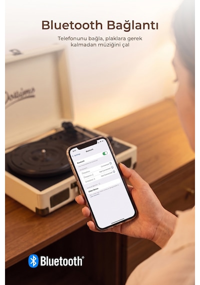 Dossimo Retrotone Bt+aux+usb Destekli Yedek İğneli Krem Pikap Çalar Ds-r100